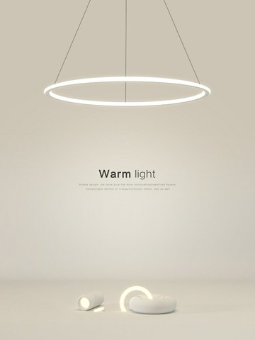 極簡餐廳吊燈現代簡約北歐網紅爆款中山燈具超亮設計師圓環吊燈