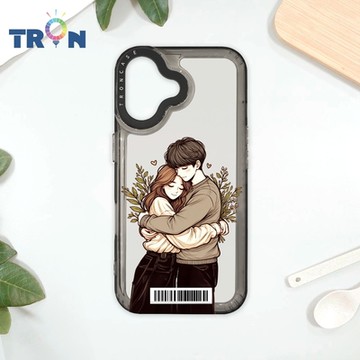 TRON IPhone 16 情侶深情擁抱透明系列 防摔太空載具殼 透黑 軟硬 手機殼