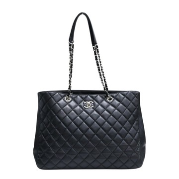 CHANEL 香奈兒 黑色羊皮 GST Tote 鍊帶 肩背包 A91046 【二手名牌BRAND OFF】