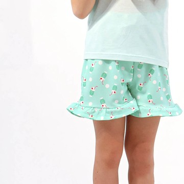 日本 ZOOLAND - 接觸冷感 透氣蘇打印花短褲-薄荷綠