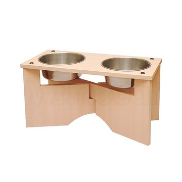 【MOMOCAT】X型狗餐桌 雙口高30cm 附1號白鐵碗 - 三款木色