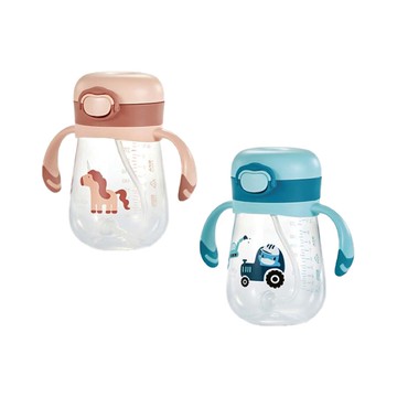 KU KU 酷咕鴨 彈跳鎖扣訓練杯(薄暮藍/摩卡粉)300ml【悅兒園婦幼生活館】