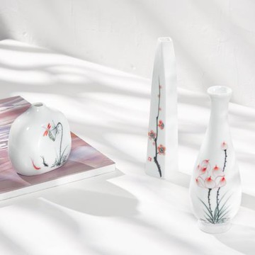 簡約手繪陶瓷鮮花小花瓶復古家居民宿裝飾客廳桌面中式禪意擺件