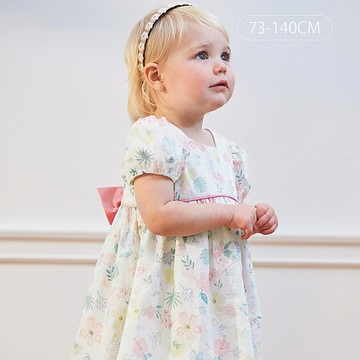 Dave&Bella 彩色花朵背後大蝴蝶結公主袖洋裝