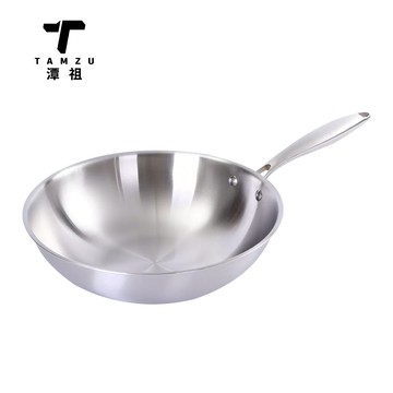 【TANZU潭祖】不鏽鋼深型炒鍋 無塗層鍋 304不鏽鋼鍋 不鏽鋼炒鍋 32cm炒鍋 炒鍋 煎鍋 不粘鍋 炒菜鍋 現貨