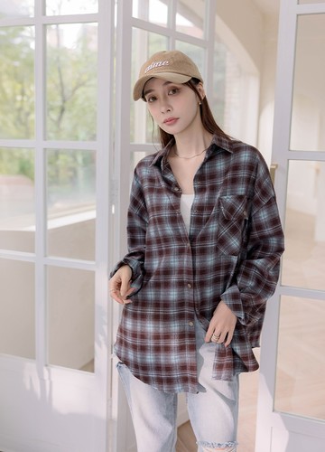 格紋色系毛絨襯衫