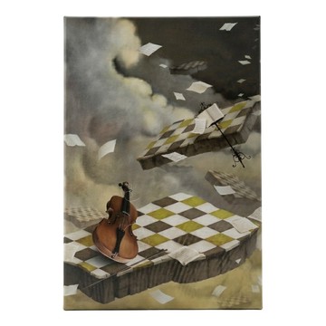 24mama 掛畫 單聯式 小提琴樂譜 藝術插圖舞台無框畫  60 x 40cm  廢墟音樂