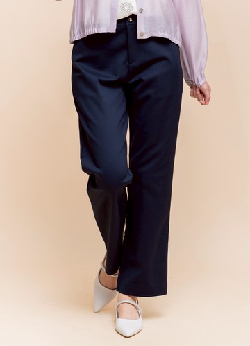 *知性雅恬輕彈棉質直筒褲