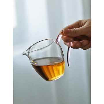高硼硅玻璃草堂公道杯加厚耐熱防燙帶把分茶器把手公杯勻杯茶具