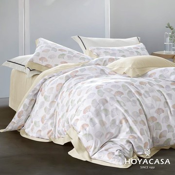 HOYACASA 100%天絲枕套床包三件組｜流月楓影｜(雙人/加大)
