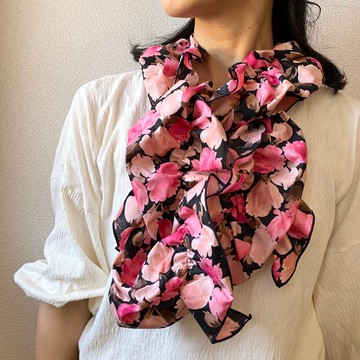 Ballett 褶皺圍巾 100%花痴粉紅日本製造 春夏女士禮物