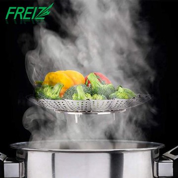 【FREIZ】日本進口不鏽鋼可調式伸縮蒸架/蒸煮盤/蒸籠 二入組(17.5cm~27cm適用)