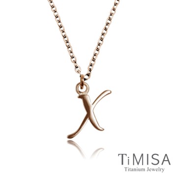 TiMISA 小字母(任選)玫瑰金 純鈦項鍊(E)