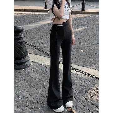 黑色微喇春秋港味設計感西裝褲