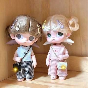 嘎子姐Zsiga娃衣|小香風閨蜜套裝 藍粉蝴蝶結上衣+格紋褲套裝生日禮物 禮物