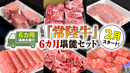 『常陸牛』人気6か月堪能セット（6か月連続でお届け） お肉 肉 牛肉 ステーキ サーロイン 赤身 切り落とし 霜降り カルビ