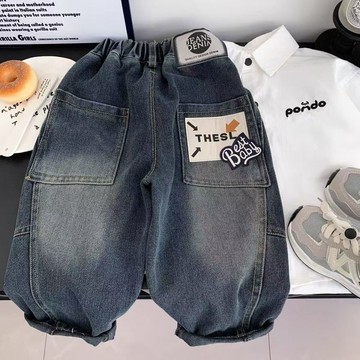 Healthy baby 男童牛仔褲秋冬款新款兒童褲子寬鬆中小童牛仔褲超軟男童褲子潮帥 男童長褲 童裝褲子 春秋款褲子