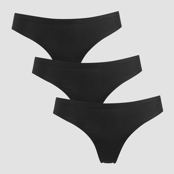 MP Women's Mid Rise No VPL Thong (3 Pack) - Black - S