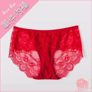 LOVE BRA(III) 法式新娘‧舒適蕾絲低腰三角內褲(輕酒紅) NANA MAGIC