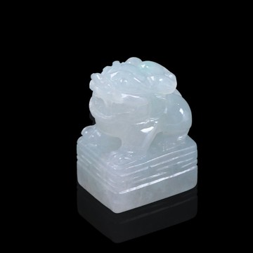 【招財神獸】冰種翡翠貔貅印章 | 天然緬甸玉A貨翡翠 | 送禮