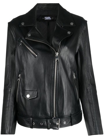 Karl Lagerfeld - detachable-sleeve leather jacket - women - Lamb Skin - 38 - Black