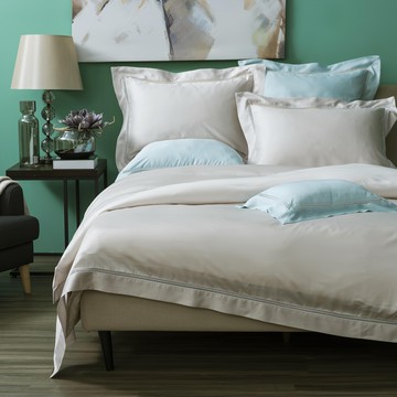 HOLA 和樂家居 素色300織天絲床包 特大 970g  210 x 180 x 35cm  米杏色