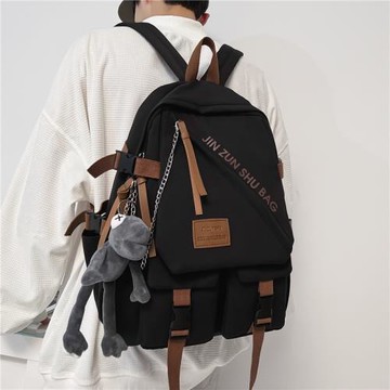 書包男大學生字母設計感鏈條背包初中生高中生大容量情侶雙肩包女