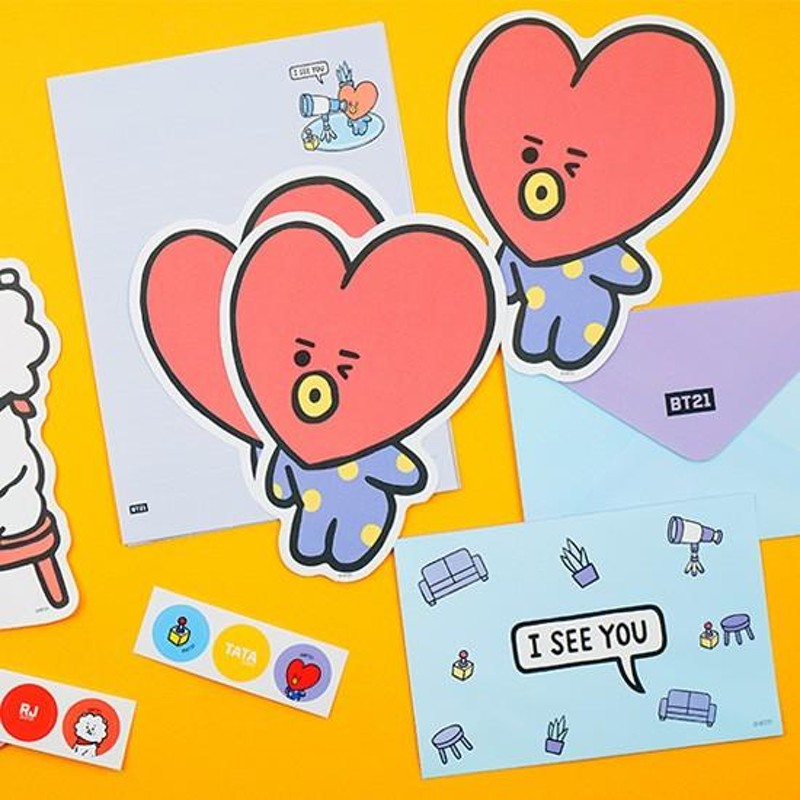 BT21 キャラクター形便箋 レターセット 1弾 [韓国文具][文房具][手紙 ...