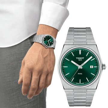 TISSOT 天梭 官方授權 PRX系列 70年代復刻石英錶 99購物節送禮推薦-綠/40mm T1374101109100