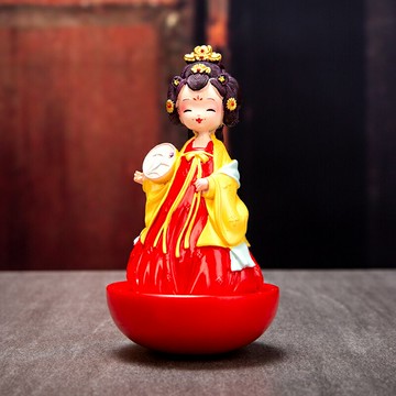 網紅陜西特色不倒翁小姐姐家居擺件西安旅游紀念品文創古風人偶