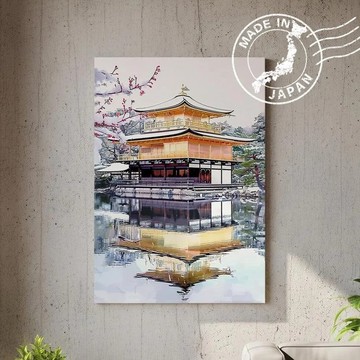 日本製帆布畫・金閣寺、京都・日本風景・送禮、擺設、裝飾