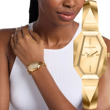 Michael Kors MK Suri 時尚幾何造型手鐲式女錶-金/25mm MK7589