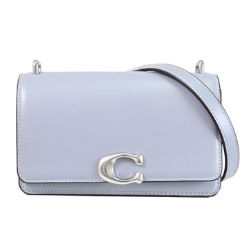 COACH CD724 Bandit 經典C LOGO全皮革迷你翻蓋斜背包.灰藍