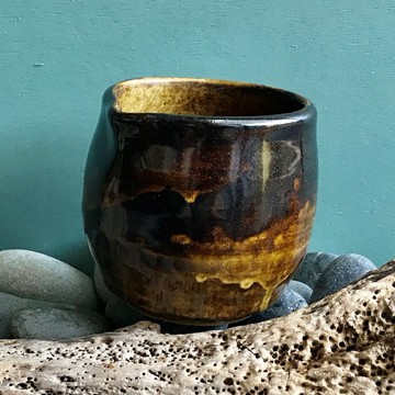 陶燒潑墨褐黃釉彩茶海 茶海 公道杯 功夫茶具 主人杯 收藏藝術品