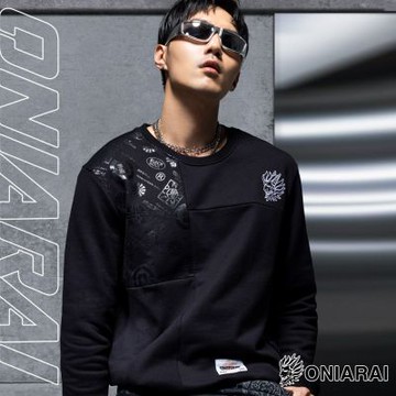 鬼洗 BLUE WAY – 黑標-闇光重工剪接印花長TEE(黑)