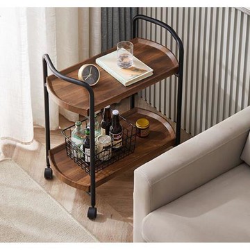 酒店餐廳送餐車 雙層實木酒水車 茶水車 點心車 蛋糕車 4S店移動小推車 茶几手推車 飯店置物架