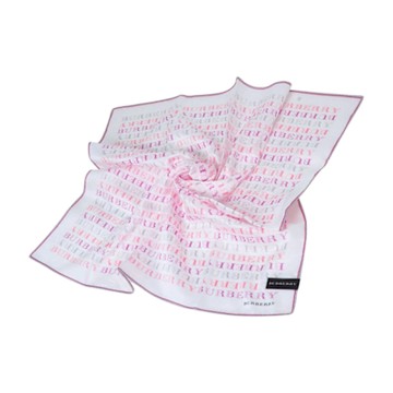 BURBERRY 巴寶莉 經典繽紛品牌字母LOGO圖騰棉質大帕領巾(淡粉紫/58CM)