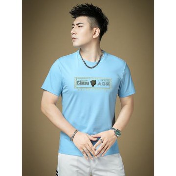 (免運)夏季短袖t恤匹馬棉圓領燙鉆休閑速干冰絲圓領半袖高端夏天男裝