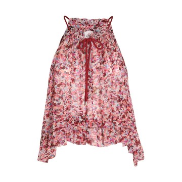 Marant Etoile - Raspberry And Ecru Viscose Print Top