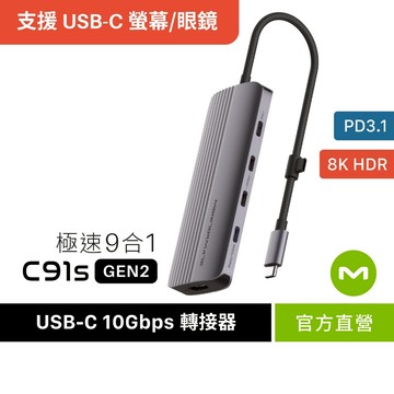 【週日加碼】MONITORMATE C91s USB-C Gen2 九合一轉接器 Hub【PD3.1/支援C螢幕】