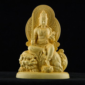 菩薩黃楊木擺件-文殊普賢本命佛像家居擺飾2款74ap20【獨家進口】【米蘭精品】