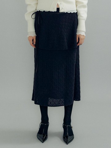 Flower Jersey Skirt & Layered Skirt (Black)