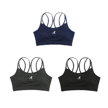 KANGOL 運動內衣 黑 灰 藍 小LOGO 後背交叉 可拆洗 女 60521941-