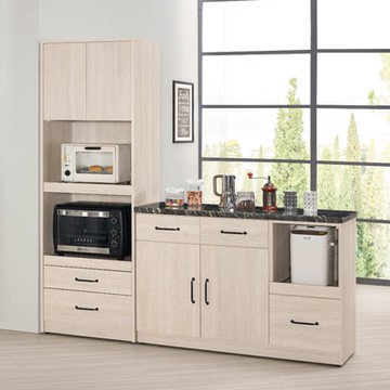 MUNA家居 羅傑6尺L型石面餐櫃/碗盤櫃(全組) 177.5X41X182cm