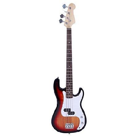 Yoshioe Electric Bass Guitar Full Size String Rosewood Basswood Fire Style Exquisite Burning Bass (Sunset)