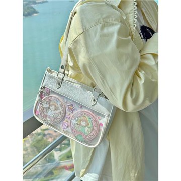 新年直降Baachoo原創小食量斜挎單肩日常通勤閃閃pu皮質腋下痛包