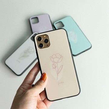 韓式花朵鋼化玻璃手機殼 莫蘭迪色 多機種對應 JI65U