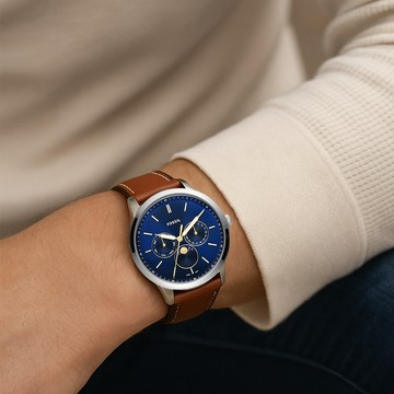【FOSSIL】Neutra Minimalist 中性極簡主義系列 FS5903 真三眼 皮革 石英錶