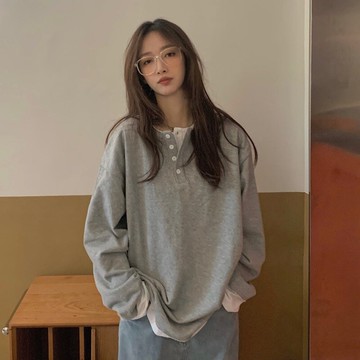 假兩件長袖衛衣女2021秋季新款設計感小眾套頭寬松休閑減齡上衣潮