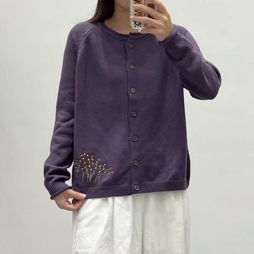 秋季長袖文藝復古針織外套03225